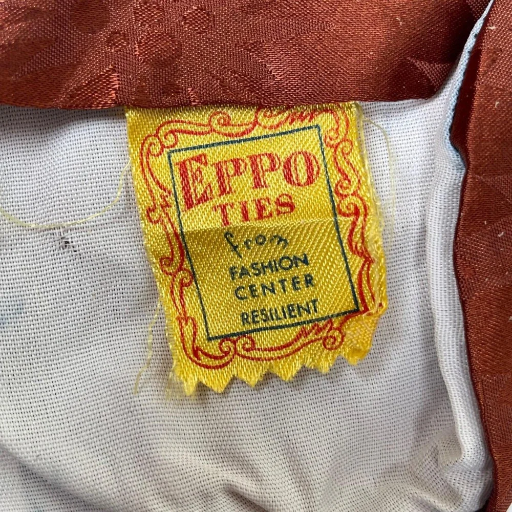Vintage Eppo Ties Geometric Floral Necktie Tie Brown Abstract Art Deco 40s Rayon